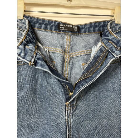 PRETTY LITTLE THING Denim Mom Jeans Medium Dark Wash Retro 90s Y2K Preppy Size 2 - Picture 5 of 9